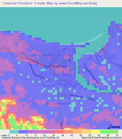 Catarman,Philippines Elevation Map