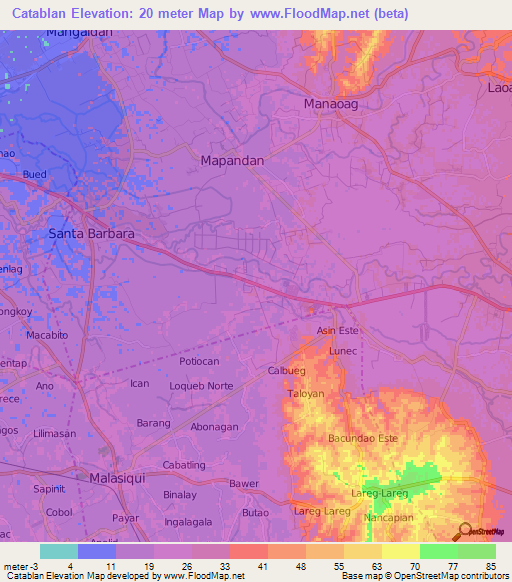 Catablan,Philippines Elevation Map