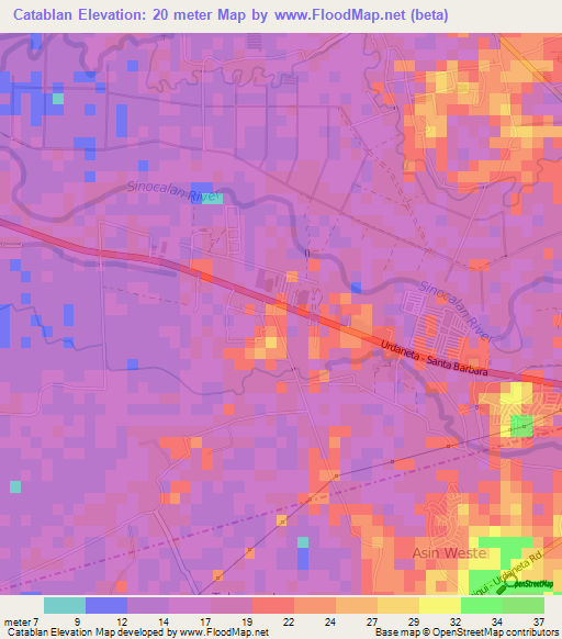 Catablan,Philippines Elevation Map
