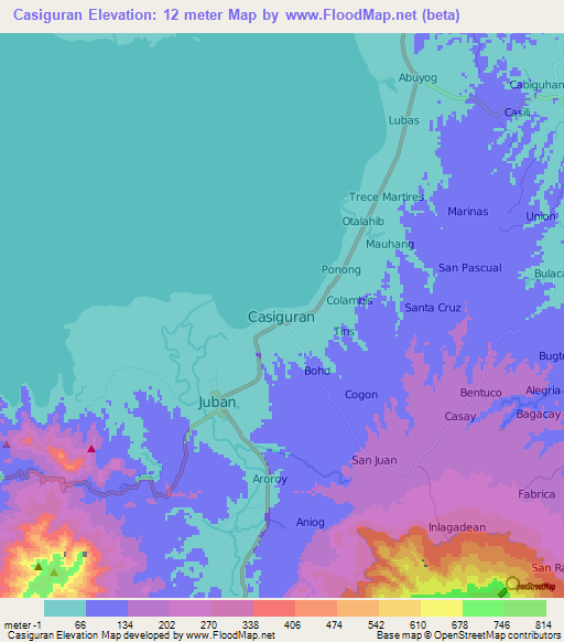 Casiguran,Philippines Elevation Map