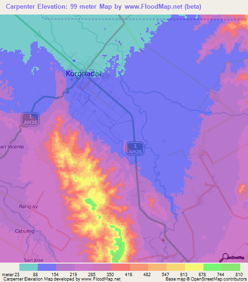 Carpenter,Philippines Elevation Map