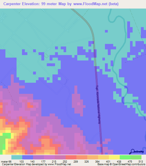 Carpenter,Philippines Elevation Map