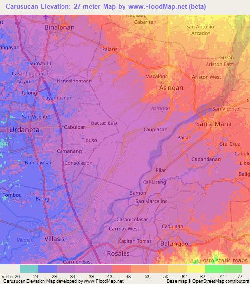 Carusucan,Philippines Elevation Map