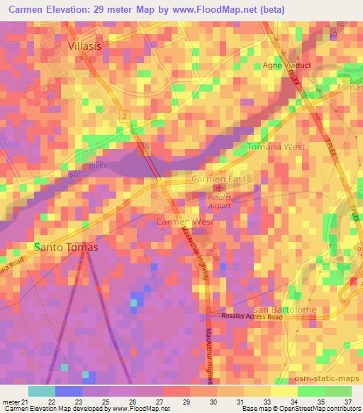 Carmen,Philippines Elevation Map