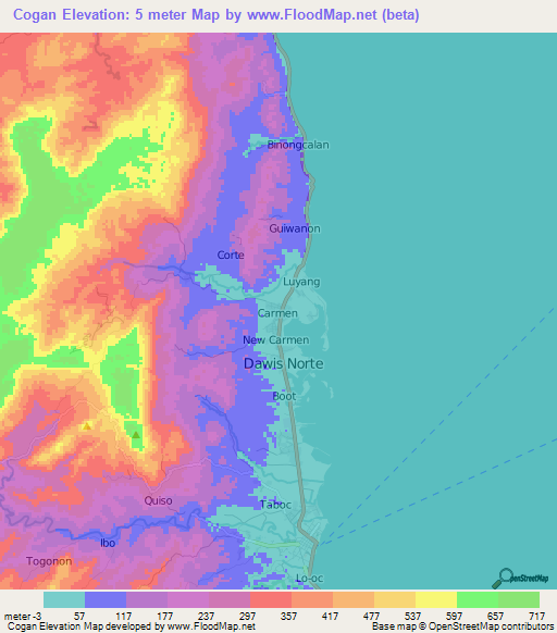 Cogan,Philippines Elevation Map