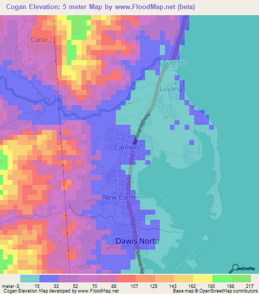 Cogan,Philippines Elevation Map
