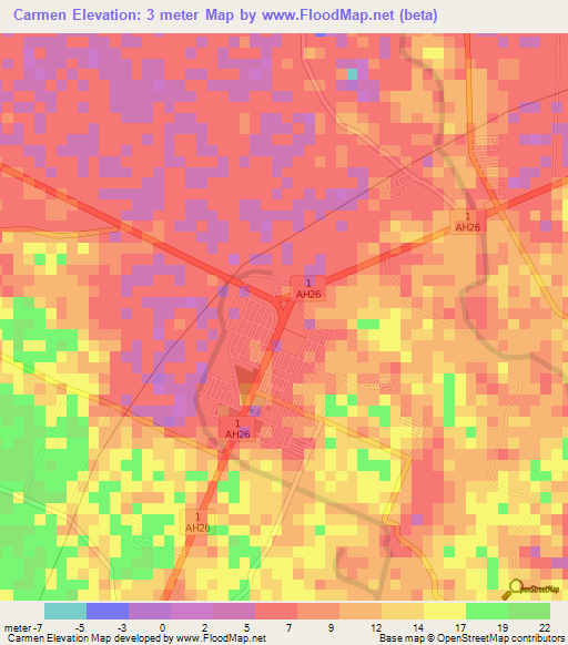 Carmen,Philippines Elevation Map