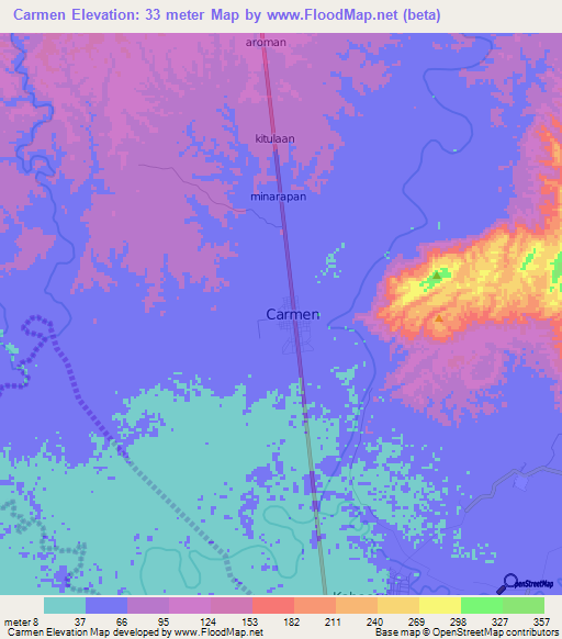 Carmen,Philippines Elevation Map
