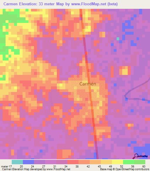 Carmen,Philippines Elevation Map