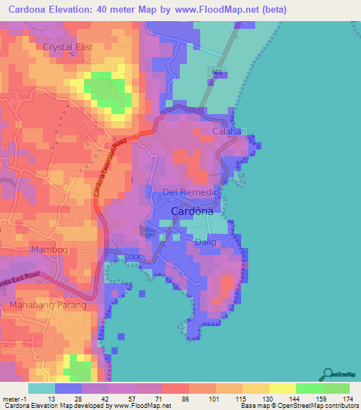 Cardona,Philippines Elevation Map