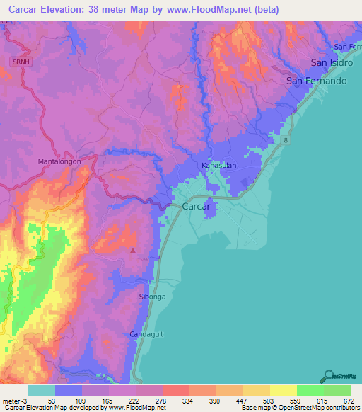 Carcar,Philippines Elevation Map
