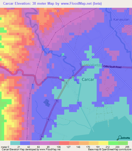 Carcar,Philippines Elevation Map