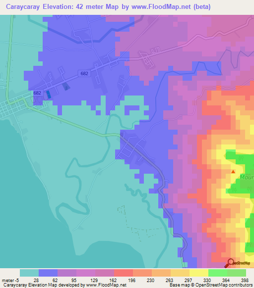 Caraycaray,Philippines Elevation Map