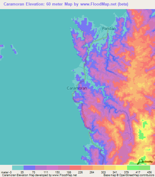 Caramoran,Philippines Elevation Map