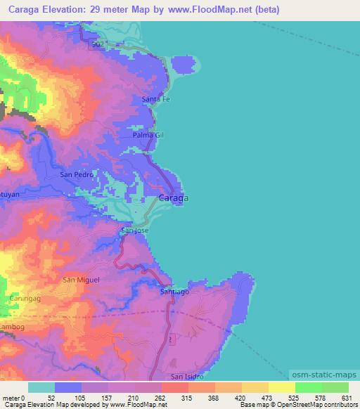 Caraga,Philippines Elevation Map