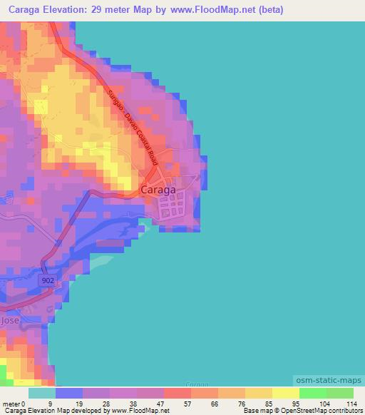 Caraga,Philippines Elevation Map