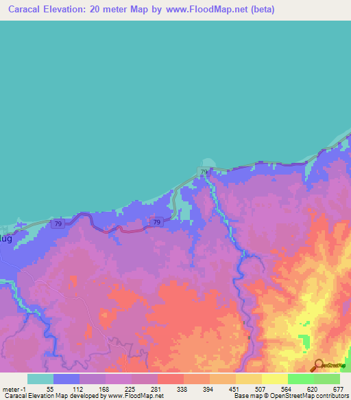 Caracal,Philippines Elevation Map
