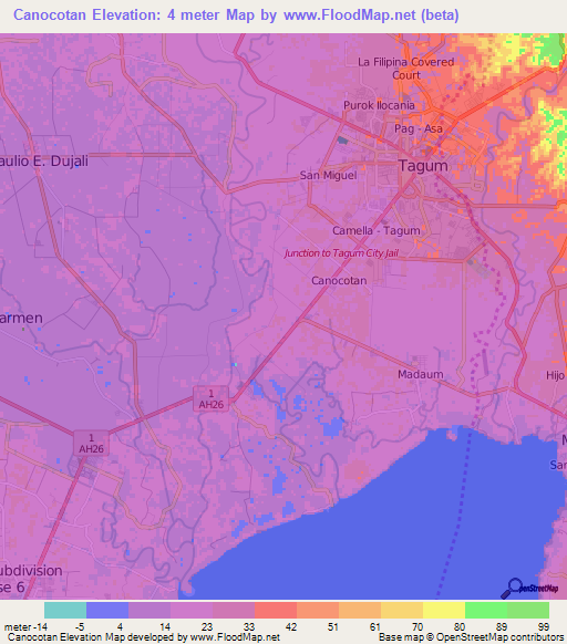 Canocotan,Philippines Elevation Map