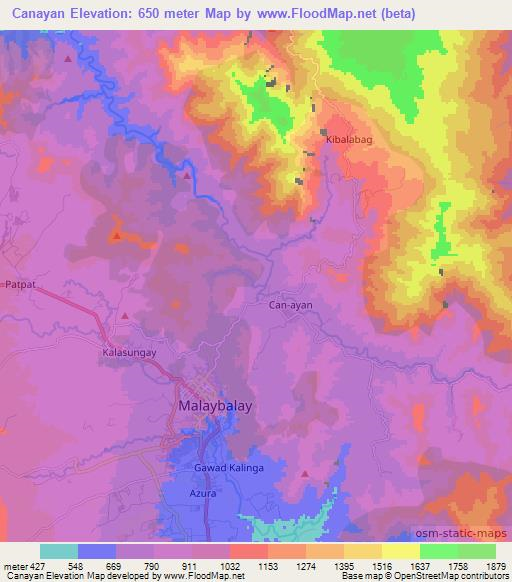 Canayan,Philippines Elevation Map