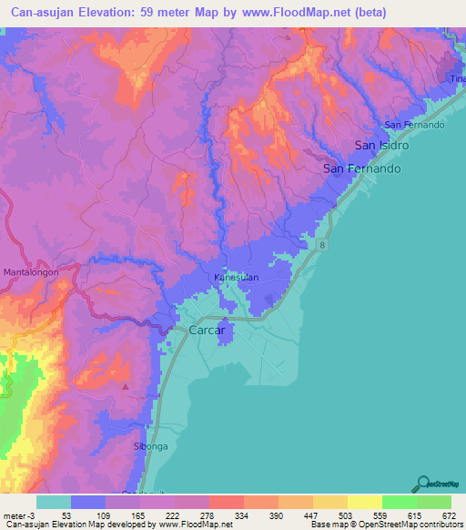 Can-asujan,Philippines Elevation Map