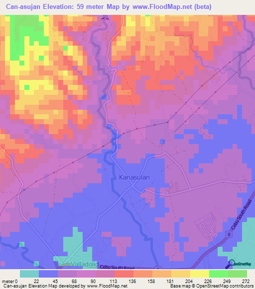 Can-asujan,Philippines Elevation Map