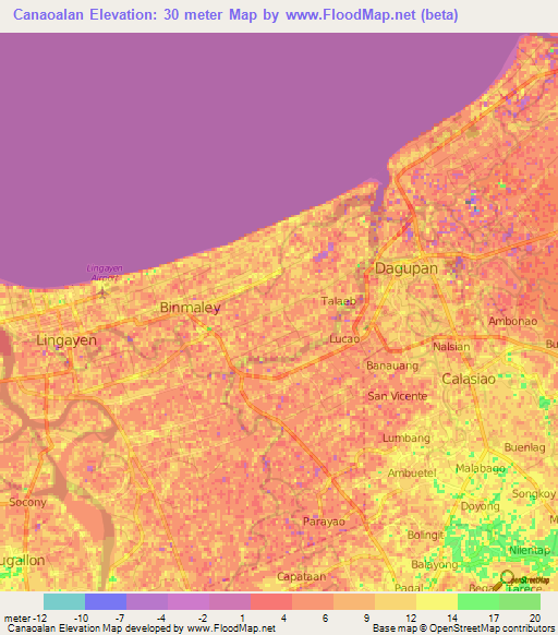 Canaoalan,Philippines Elevation Map