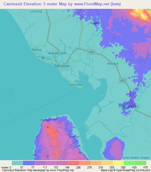 Caminauit,Philippines Elevation Map
