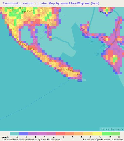 Caminauit,Philippines Elevation Map