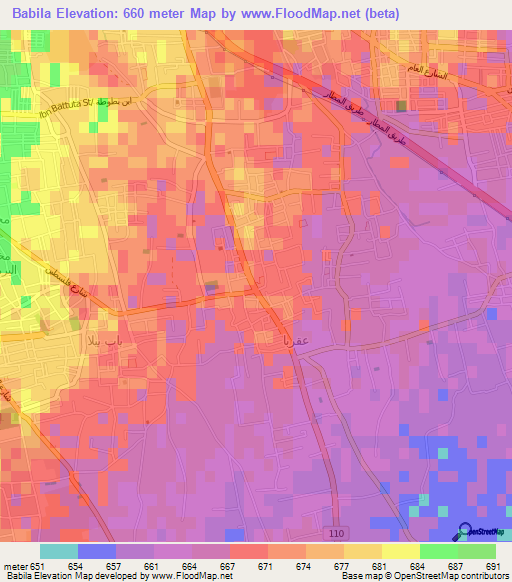 Babila,Syria Elevation Map