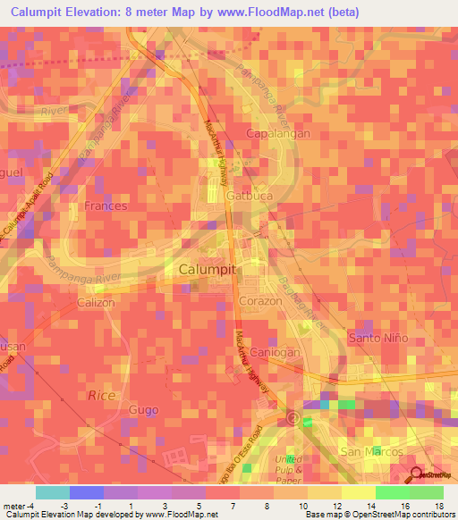 Calumpit,Philippines Elevation Map