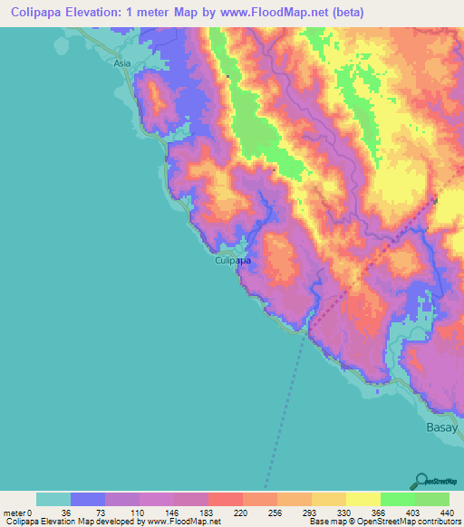 Colipapa,Philippines Elevation Map