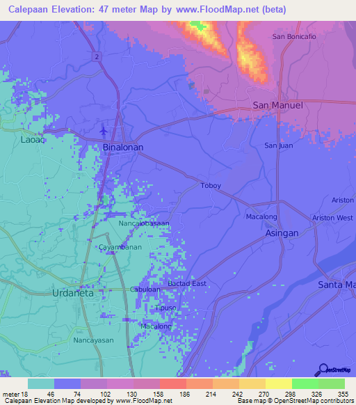 Calepaan,Philippines Elevation Map