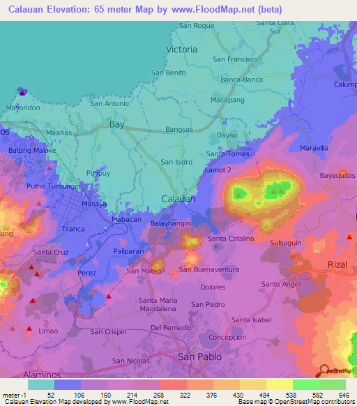 Calauan,Philippines Elevation Map