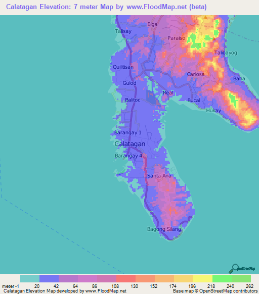 Calatagan,Philippines Elevation Map