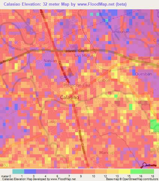 Calasiao,Philippines Elevation Map