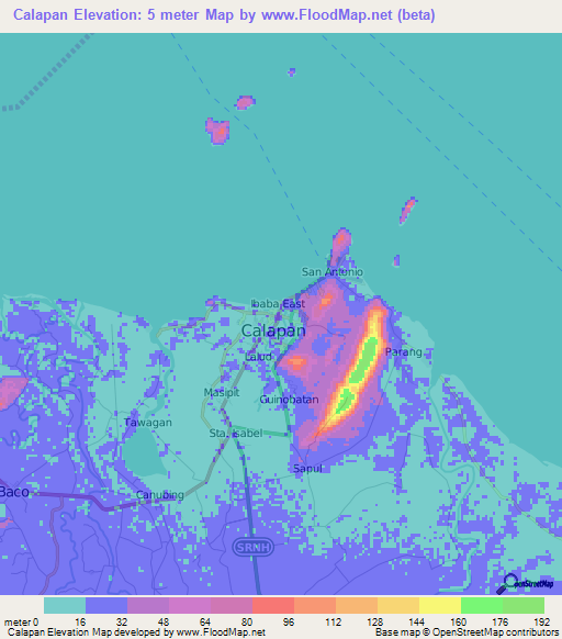 Calapan,Philippines Elevation Map