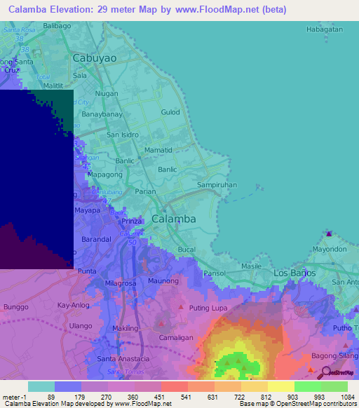 Calamba,Philippines Elevation Map
