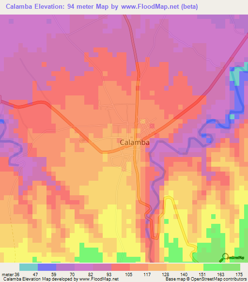 Calamba,Philippines Elevation Map