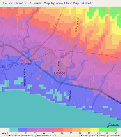 Calaca,Philippines Elevation Map