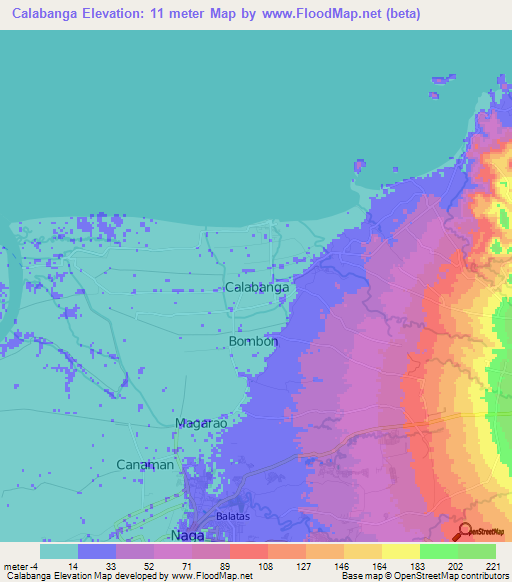 Calabanga,Philippines Elevation Map