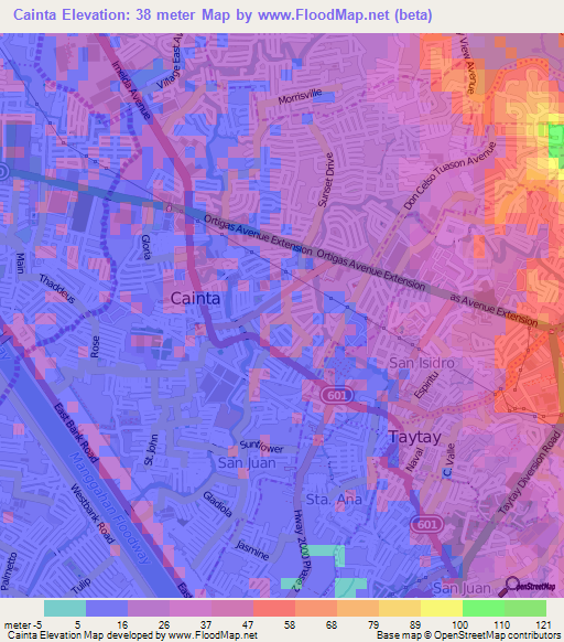 Cainta,Philippines Elevation Map