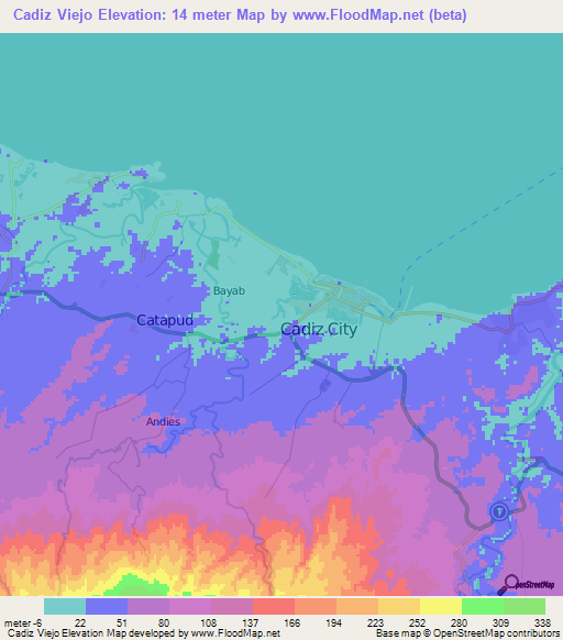 Cadiz Viejo,Philippines Elevation Map