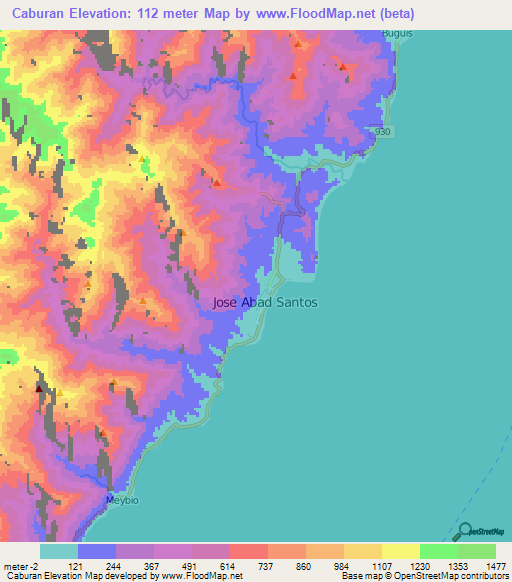 Caburan,Philippines Elevation Map
