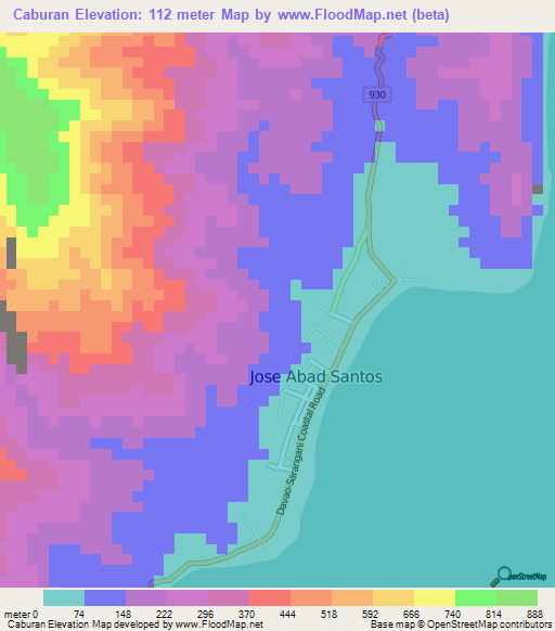 Caburan,Philippines Elevation Map