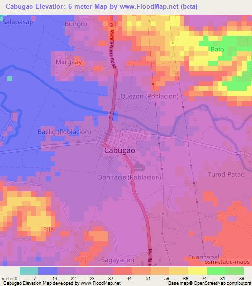 Cabugao,Philippines Elevation Map