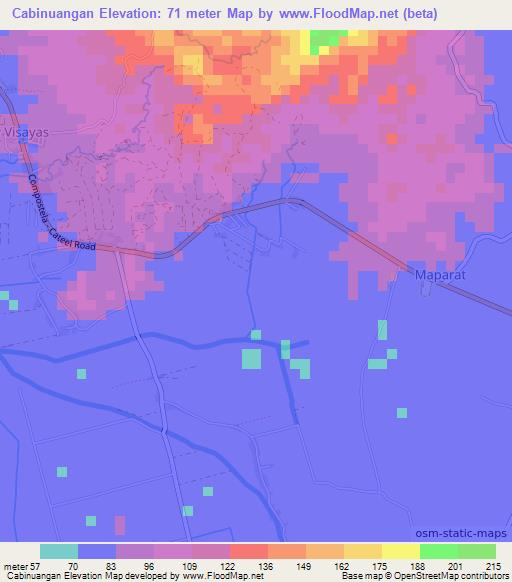 Cabinuangan,Philippines Elevation Map