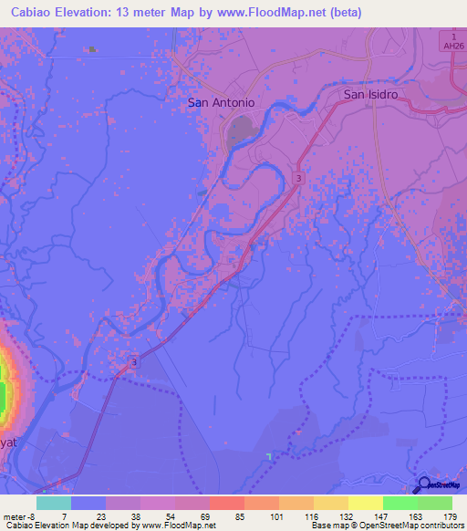 Cabiao,Philippines Elevation Map