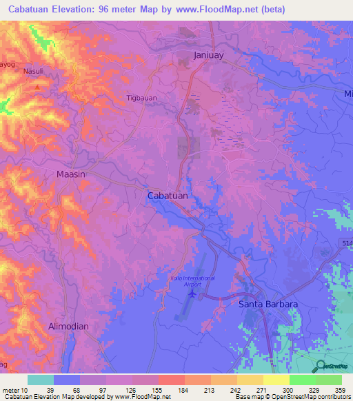 Cabatuan,Philippines Elevation Map