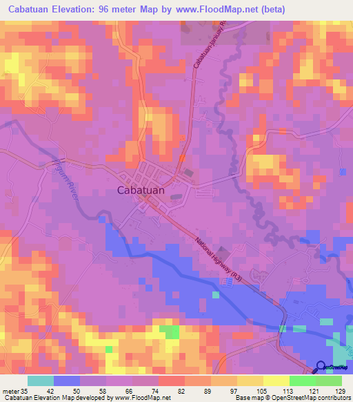 Cabatuan,Philippines Elevation Map