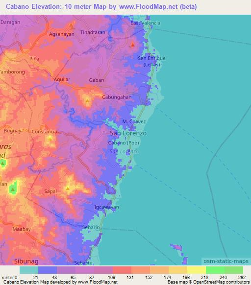 Cabano,Philippines Elevation Map